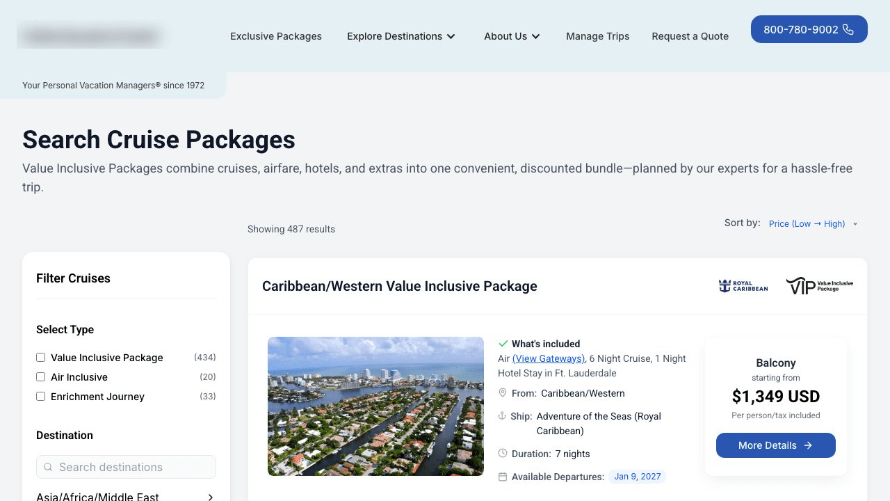 Cruise Package Search — project screenshot