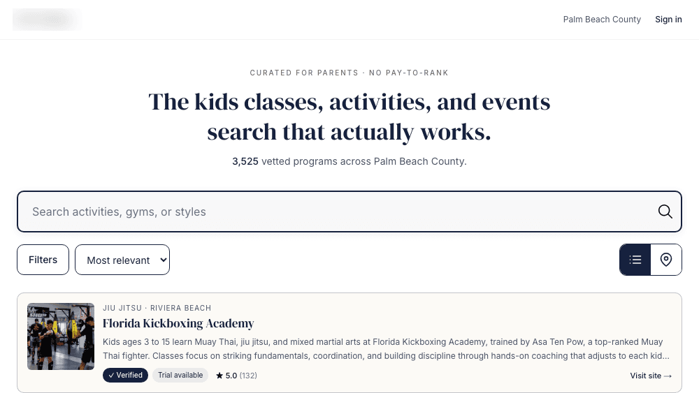 Kids Activities Search — project screenshot